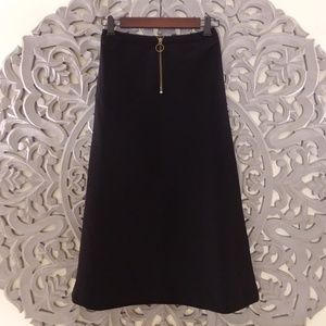Black Midi A-Line Skirt Express EUC